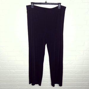Chico's Travelers Black Liquid Knit Stretch Jersey Pull On Wide Leg Pants 3/XL